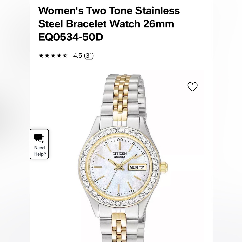 Citizen Women's Two Tone Stainless Steel Bracelet Watch 26mm